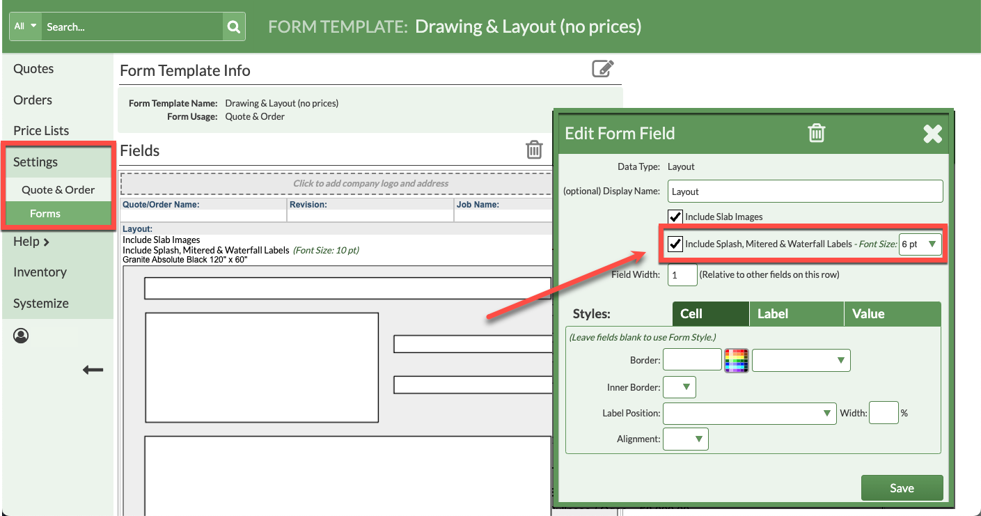 Include or remove countergo layout labels