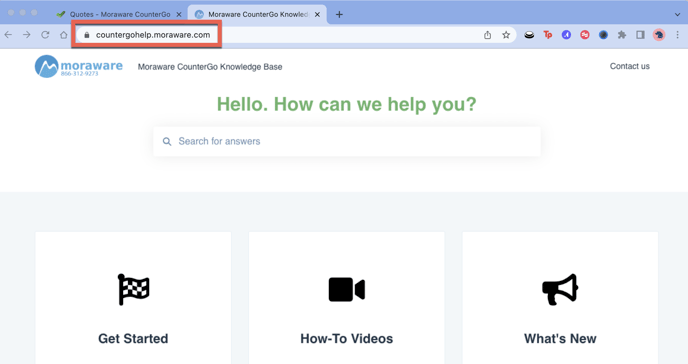 www.countergohelp.moraware.com url for the countergo knowledge base
