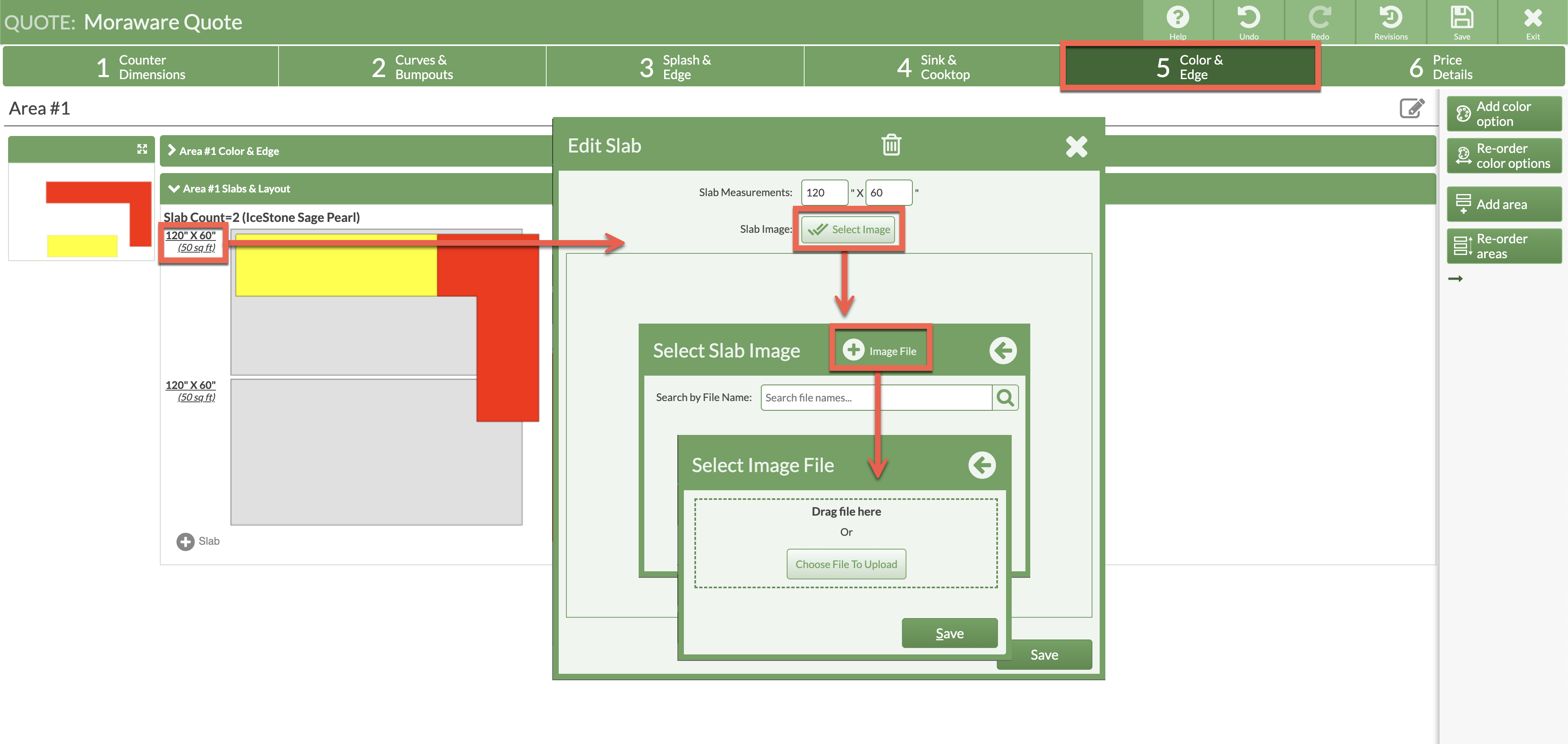 upload new slab image file in CounterGO