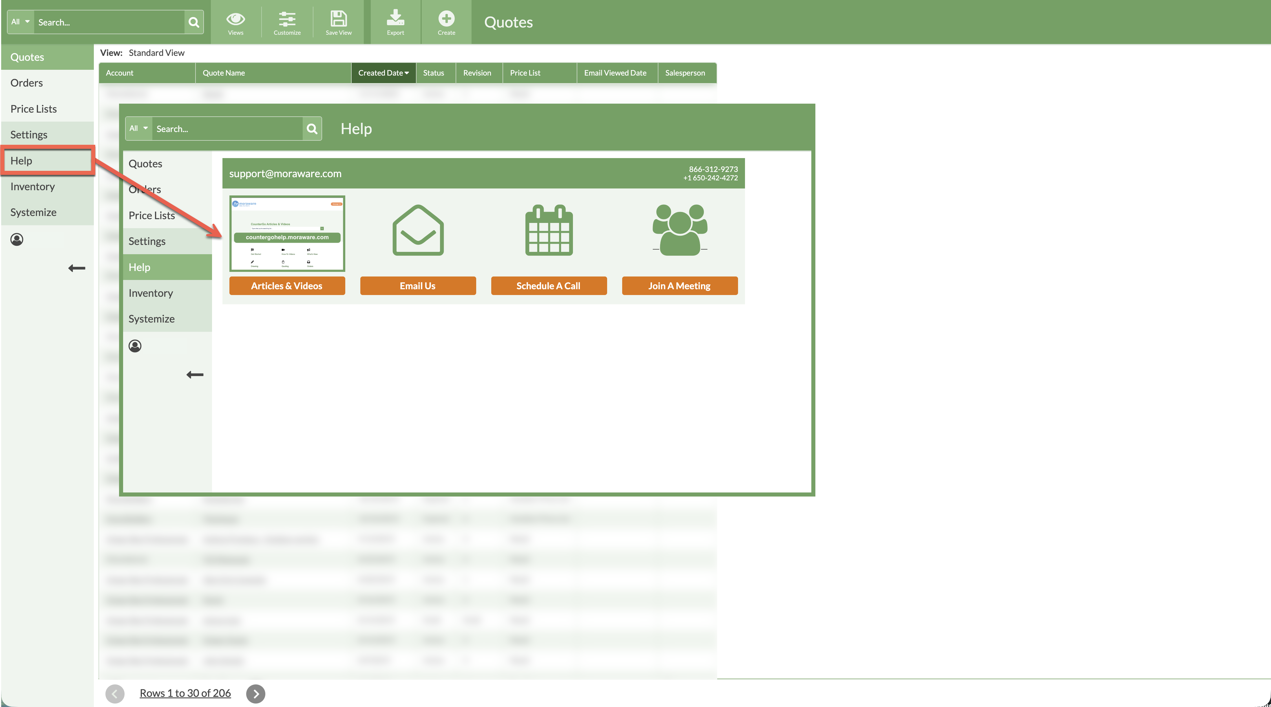 help center in a countergo database