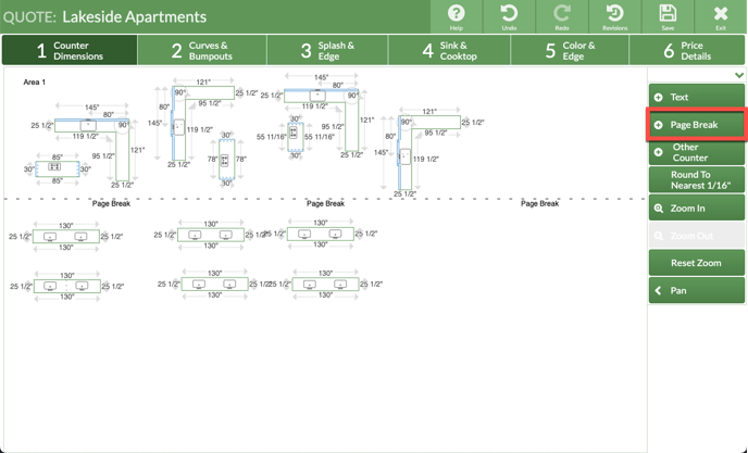 Add Page Breaks to a CounterGo drawing