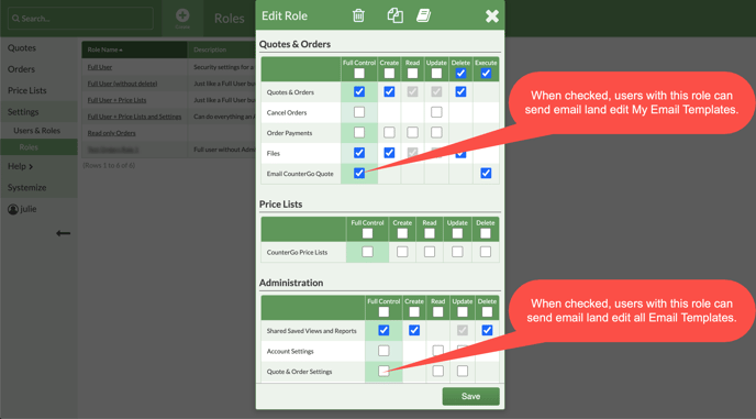 Security setting for CounterGo email